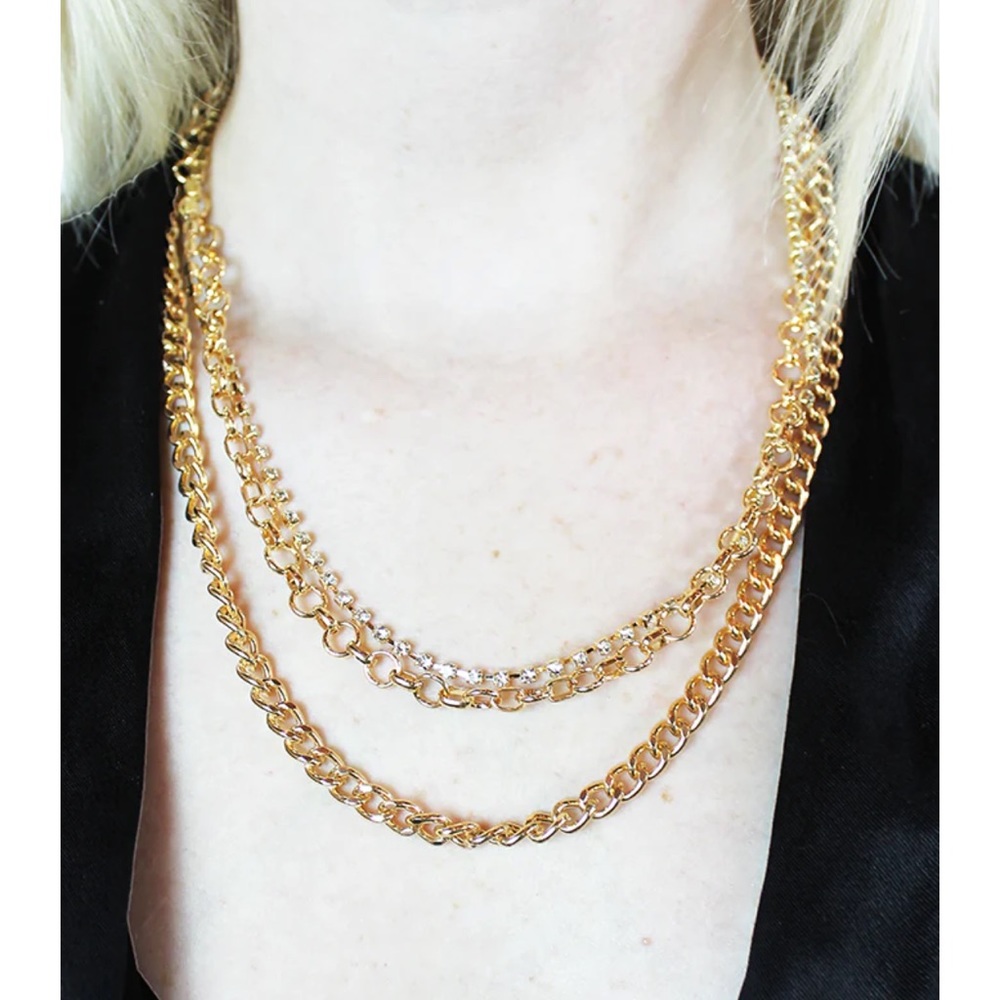 NWT Gold & Rhinestone chain set - Picture 3 of 3